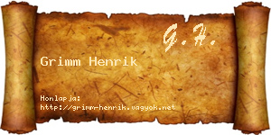 Grimm Henrik névjegykártya